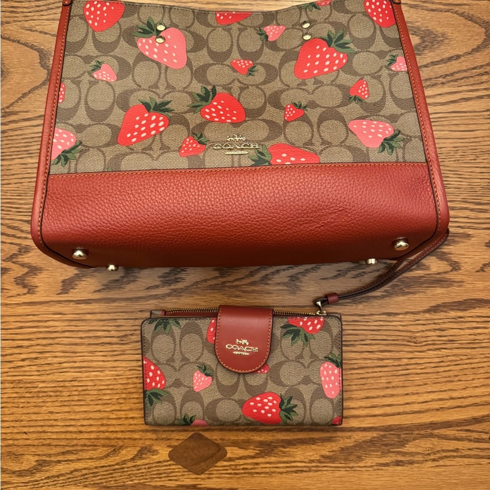 Coach Strawberry Dempsey Carryall Tote & wallet